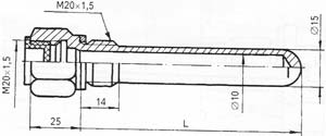 Рис.1. Габаритный чертеж защитной гильзы БАУИ.716533.001