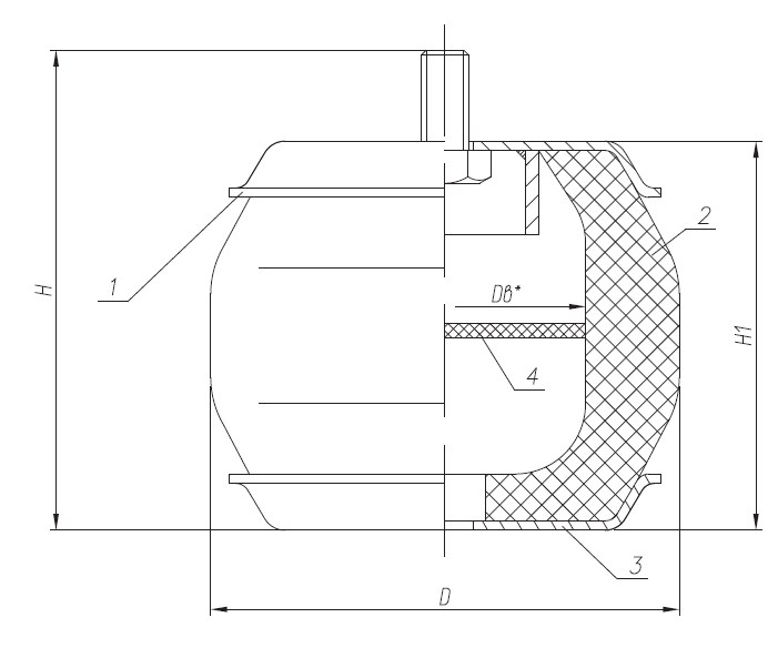 Схема конструкции виброизолятора ВРВ 100/25