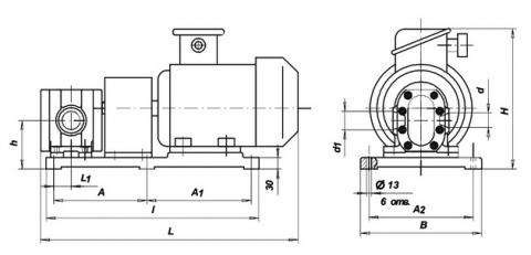 Схема габаритов насосов БГ11-2