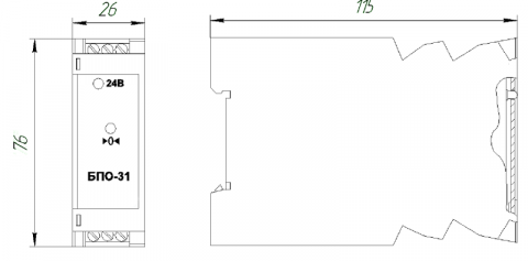 Схема габаритов блока БПО-31