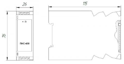 Схема габаритов преобразователя ПНС-430