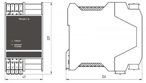 Схема габаритов блока питания PSU24-1.3