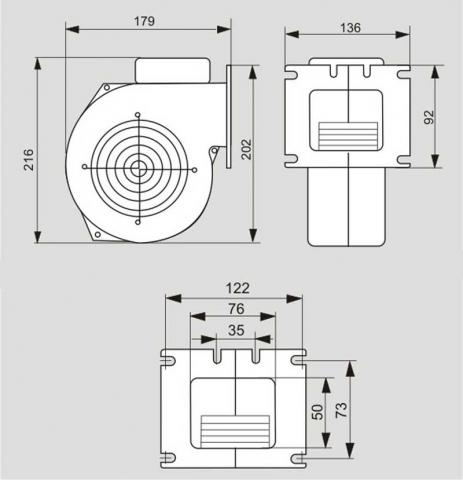 Схема габаритов вентиляторов WPA-117