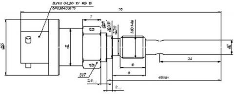 Рис.1. Габаритные размеры датчика измерения температуры ВТ-125