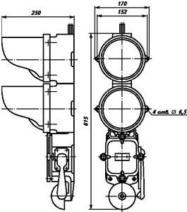 Рис.1. Габаритный чертеж поста сигнального ПС-2