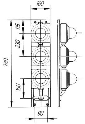 Рис.1. Габаритный чертеж светофора для троллейных линий У270