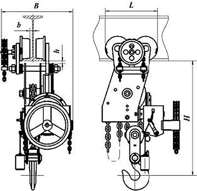 Рис.1. Схема тали ручной червячной передвижной г-п 1,0; 3,2; 5,0; 8,0 т