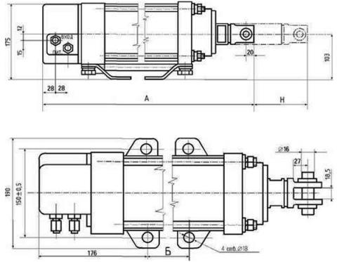 Рис.1. Чертеж МИП-ПТ-320 механизма исполнительного c тормозом