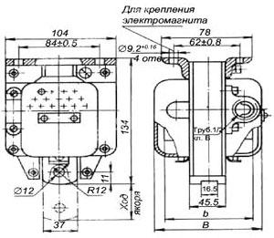 Рис.1. Габартная схема МИС 5100 электромагнита тянущего исполнения