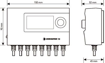 Рис.1.  Габаритные размеры контроллера Euroster 12