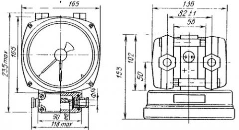 Рис.1. Схема габаритных размеров дифманометра ДСП-4Cr-M1