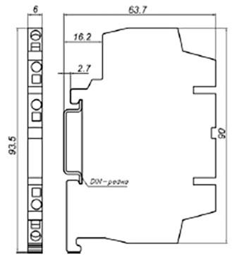 Рис.1. Схема габаритных размеров CSG.859.4213.2431REL.11 преобразователя сигналов