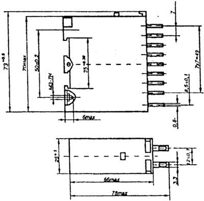 Рис.2. Габаритный чертеж реле РЭ-1