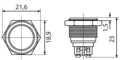 Рис.2. Чертеж кнопки TY 16-211A Scr