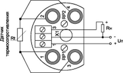 Рис.2.Схема подключения преобразователя PSA-02.03.ХХ.ХХ.ХХ