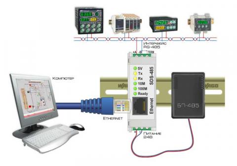 Схема подключения преобразователя SDS-485