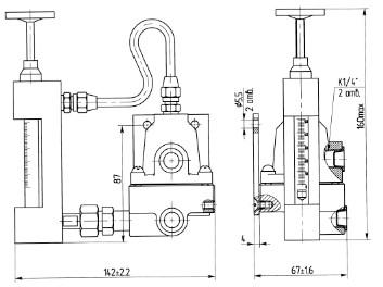 Схема габаритных размеров регулятора расхода воздуха РРВ-1