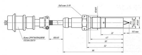 Схема габаритных размеров датчика ИС-470А