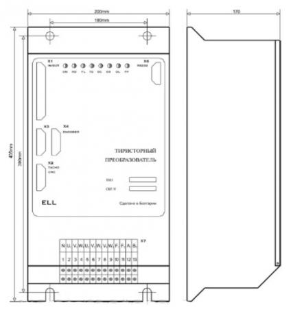 Преобразователь постоянного тока ELL4004-221-11 - схема габаритных размеров