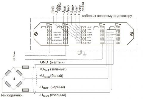 Схема электрических соединений Flintec КРК-4