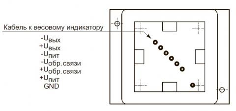 Схема электрических соединений клеммной коробки-сумматор Flintec KPB -4