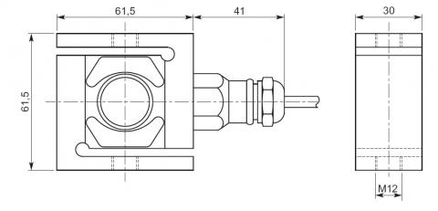 Схема габаритных размеров тензометрического датчика Flintec UB6