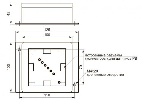 Фото клеммной коробки-сумматор Flintec KPB -4 - схема габаритов