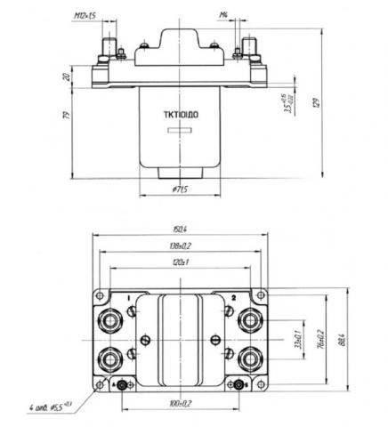 Габаритные размеры контактора ТКТ-101ДО