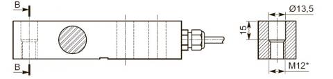 Тензодатчики Flintec SB14 вариант СМ (сквозное отверстие с резьбой) - схема фото