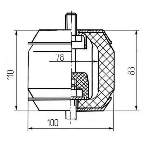 Виброизоляторы ВРВ-100/25 - схема габаритных размеров